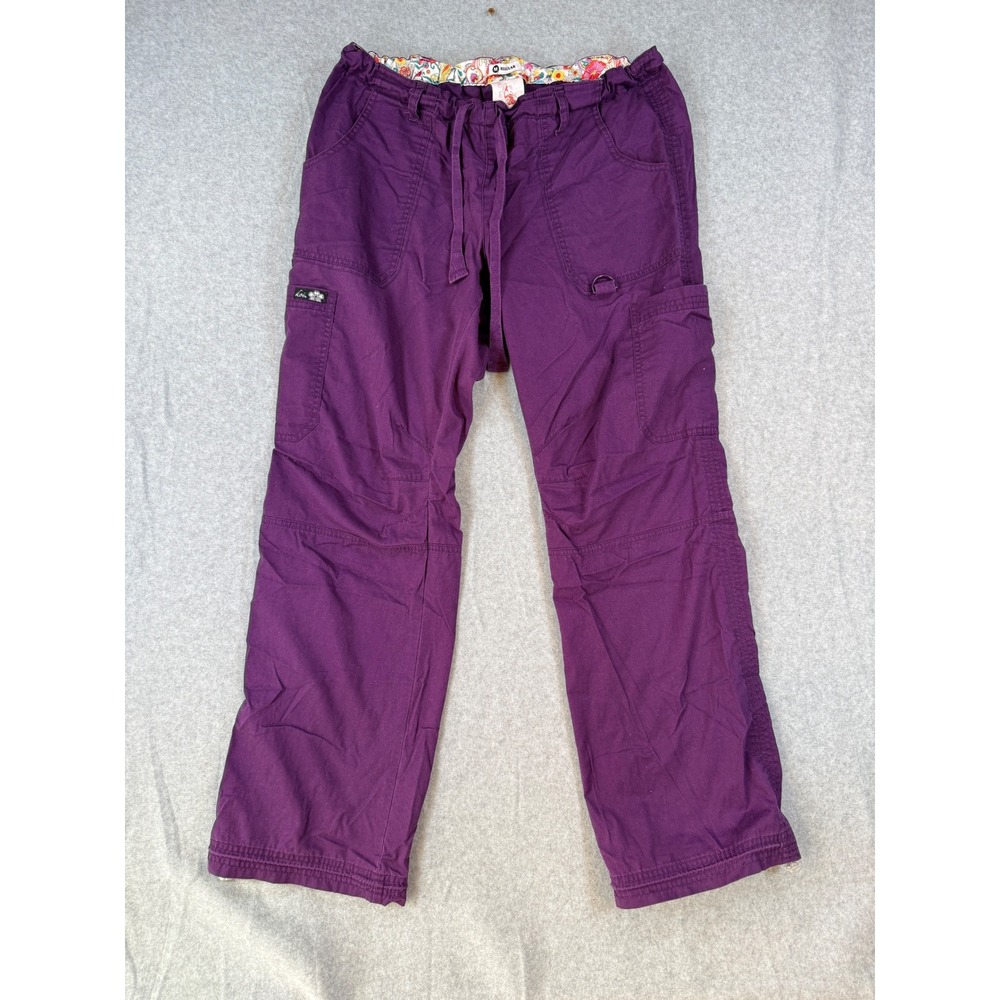 Koi Size M Regular Scrub Pants Purple Cotton Blend Cargo Lindsey